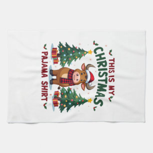 Santa Cow Xmas Tree Lights This Is My Christmas Pa Tea Towel