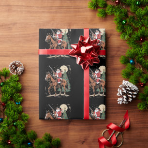 Santa Cowboy Vintage Christmas Tree Cowboy Lover Wrapping Paper