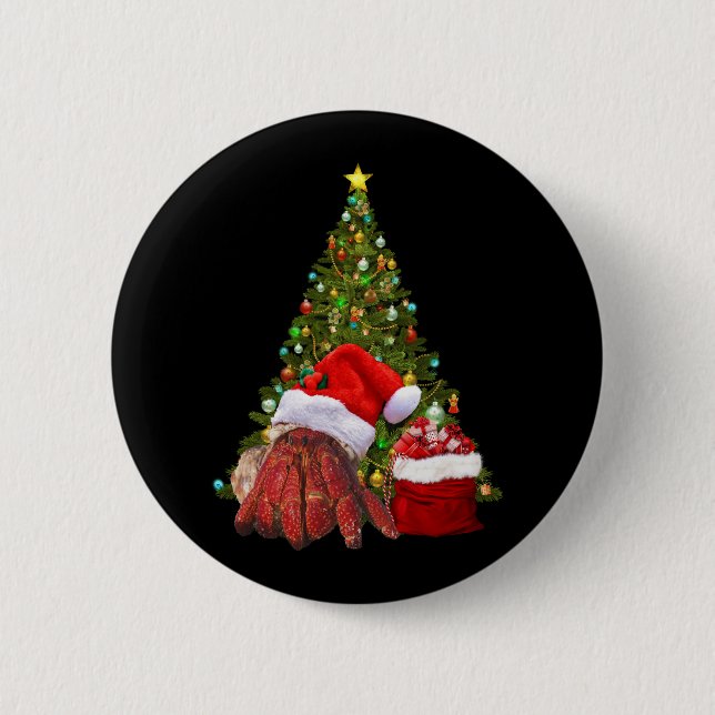 Santa Crab Funny Christmas Hermit Crab Lover 6 Cm Round Badge (Front)