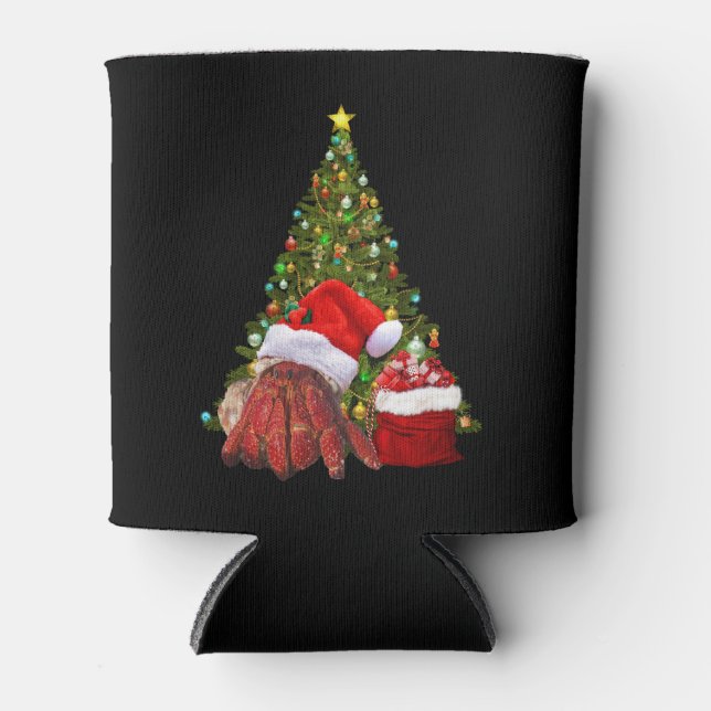 Santa Crab Funny Christmas Hermit Crab Lover Can Cooler (Front)