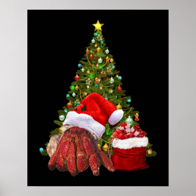 Santa Crab Funny Christmas Hermit Crab Lover Poster (Front)