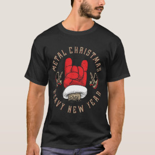 Santa Crafting Metal Sign: Festive New Year Design T-Shirt