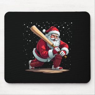 Santa Cricket Player Christmas Winter Xmas Holiday Mouse Pad