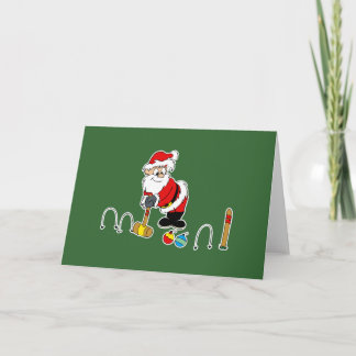 santa croquet with ornaments holiday card