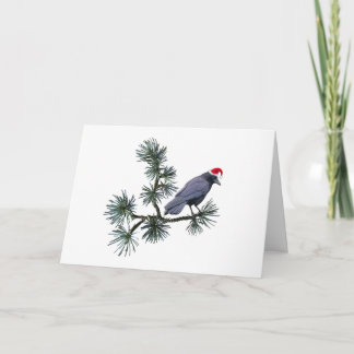 Santa Crow Pine Christmas Card