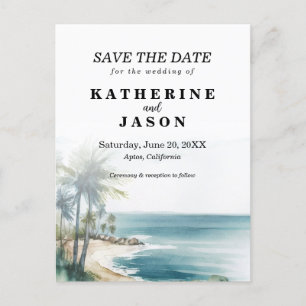 Santa Cruz Aptos Beach Watercolor Wedding Postcard