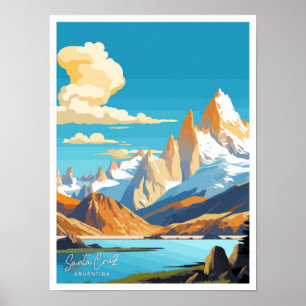Santa Cruz Argentina Travel Vintage illustration Poster