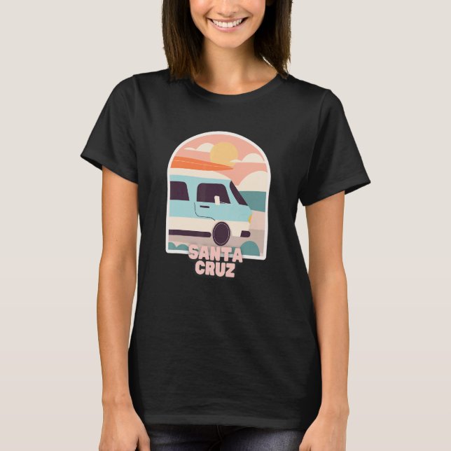 Santa Cruz Beach Retro Pastel Colours Sun & Surfin T-Shirt (Front)