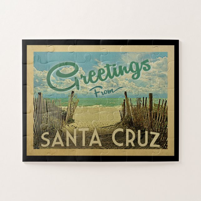 Santa Cruz Beach Vintage Travel Jigsaw Puzzle (Horizontal)