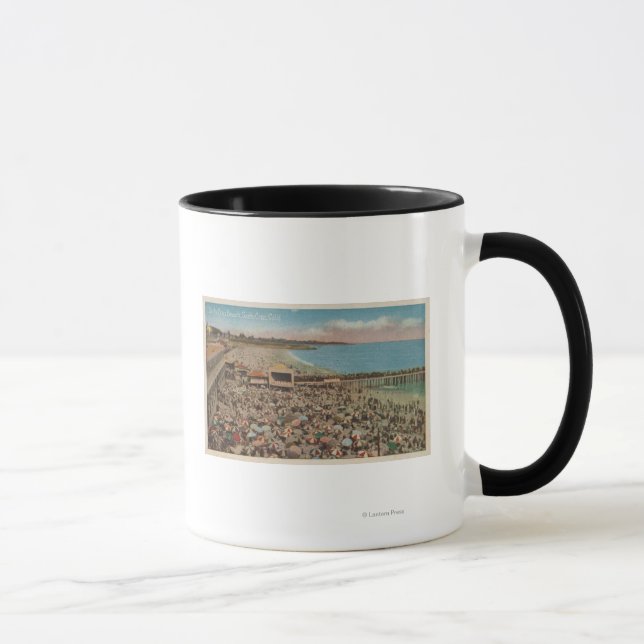 Santa Cruz, CA - Beach Scene Full of People Mug (Right)