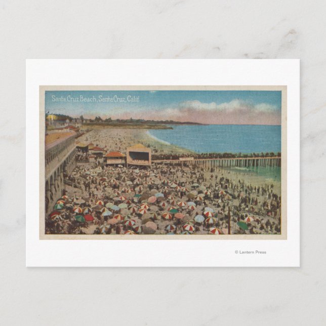 Santa Cruz, CA - Beach Scene Full of People Postcard (Front)