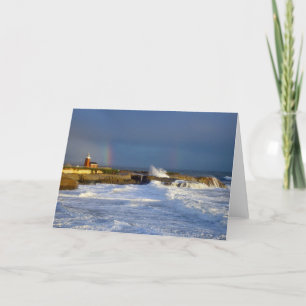 Santa Cruz, CA Lighthouse/Rainbow Greeting Card