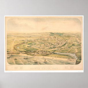 Santa Cruz, CA. Panoramic Map (1586A) - Unrestored Poster