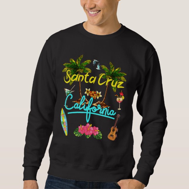 Santa Cruz California Beach Summer Palm Sun Set Pa Sweatshirt (Front)
