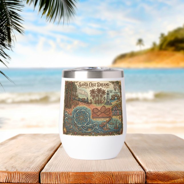 Santa Cruz California Dreams Map – Vibrant Coast (Beach (Rotated))