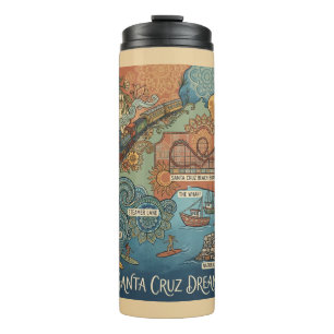 Santa Cruz California Dreams Map – Vibrant Coast Thermal Tumbler