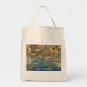 Santa Cruz California Dreams Map – Vibrant Coast Tote Bag