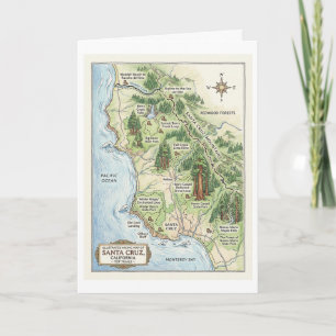 Santa Cruz California Hiking Map Big Basin Card