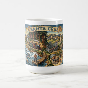 Santa Cruz California Illustrated Map UCSC Wharf Coffee Mug