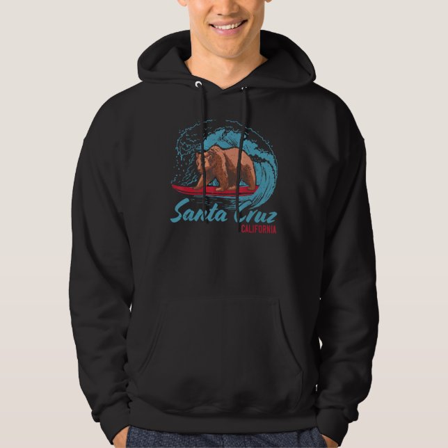 Santa Cruz California Retro Surfing Vintage Hoodie (Front)