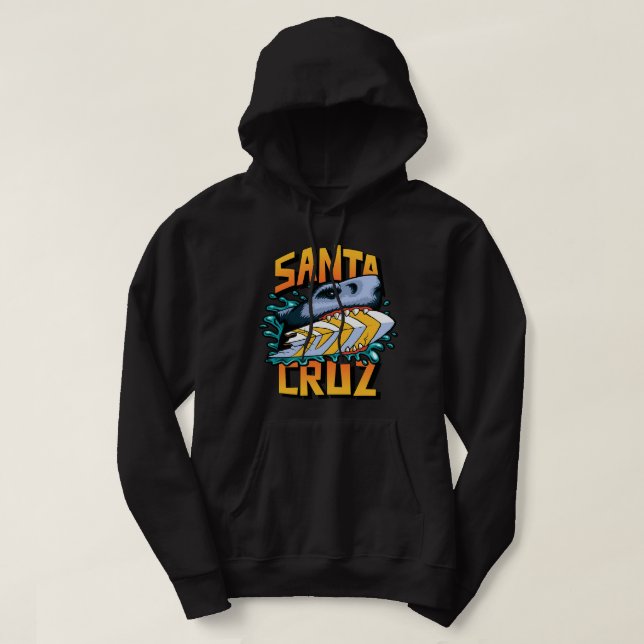 Santa Cruz California Surf Paradise Graphic Shark Hoodie (Design Front)