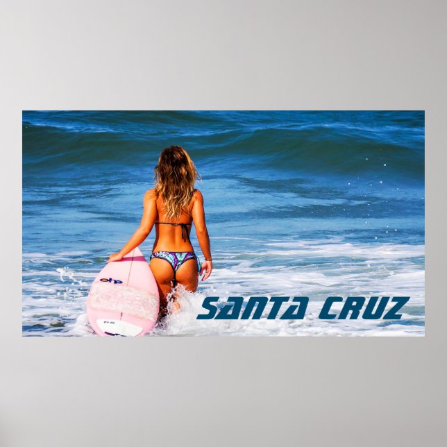Santa Cruz California Surfer girl Poster (Front)