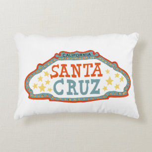 Santa Cruz California Sweet Vintage Sign White Decorative Cushion