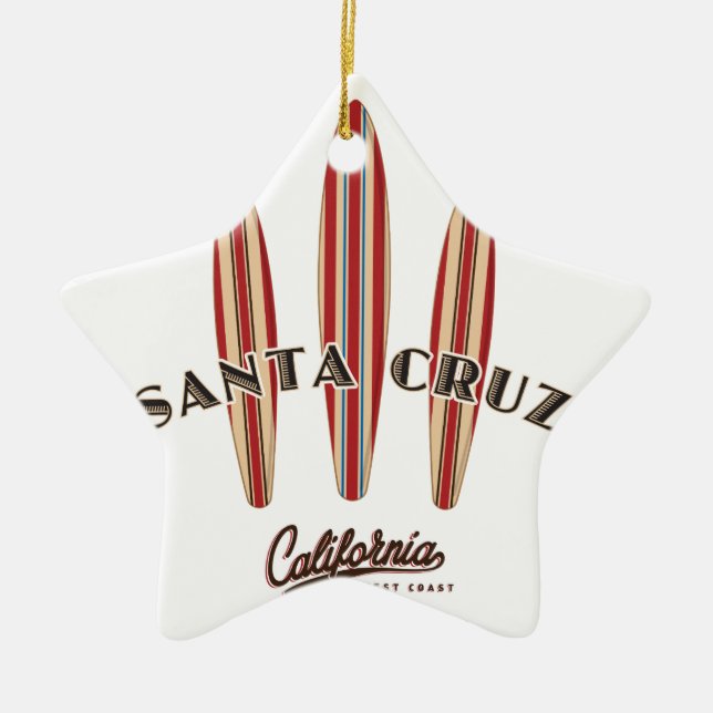 Santa Cruz California Three Surfboards Ceramic Ornament (Front)