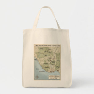 Santa Cruz California Trail Map Redwood & Coastal  Tote Bag