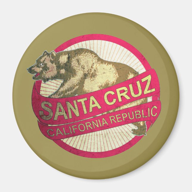 Santa Cruz California vintage bear magnet (Front)