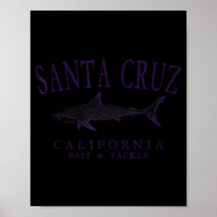 Santa cruz california vintage plum art fishing poster