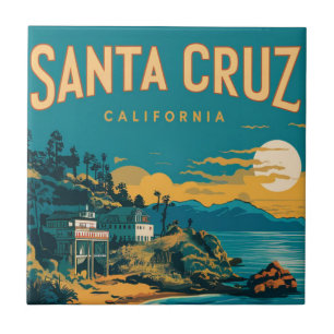 Santa Cruz California Watercolor Travel Ceramic Tile
