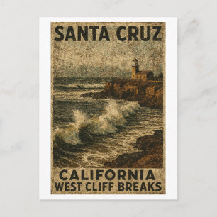 Santa Cruz California West Cliff Steamer Lane Postcard