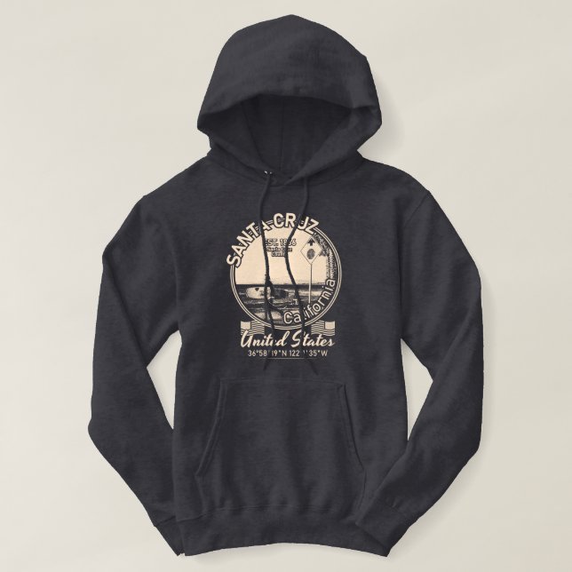 SANTA CRUZ CITY - CALIFORNIA - SURFING VINTAGE HOODIE (Design Front)