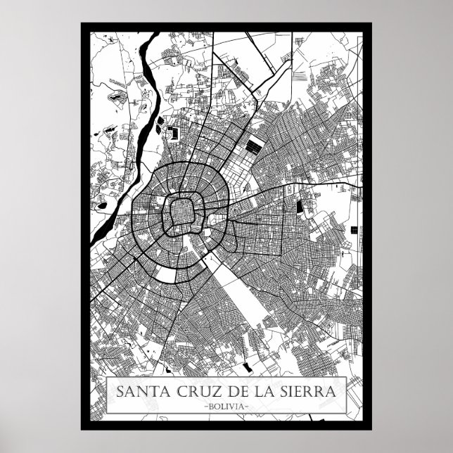 Santa Cruz de la Sierra Bolivia City Map Poster (Front)