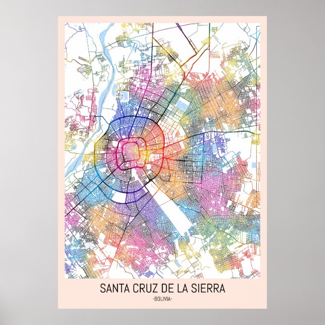 Santa Cruz de la Sierra Bolivia City Map Poster (Front)