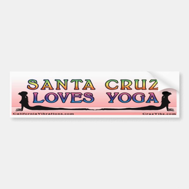 Santa Cruz Loves Yoga - California Vibrations Bumper Sticker (Front)
