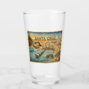 Santa Cruz Pop Art Map – Bold Coastal Landmark Glass