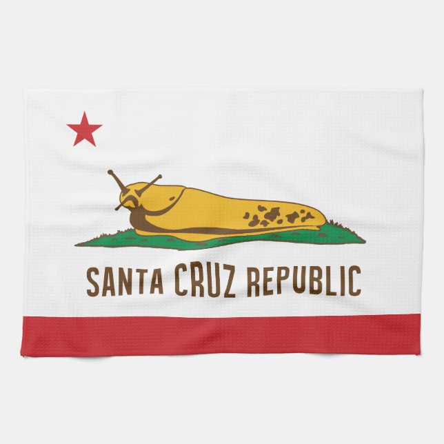 Santa Cruz Republic Banana Slug Flag Tea Towel (Horizontal)