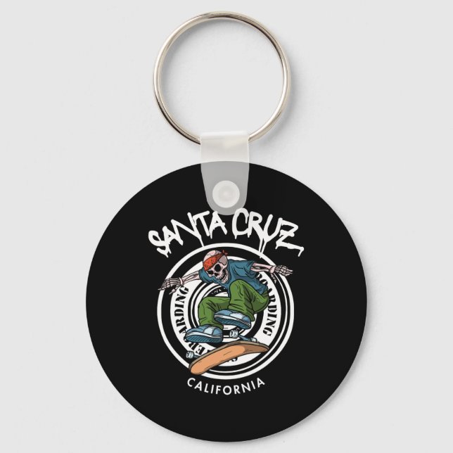 Santa Cruz Skater Laid Back California Skeleton Sk Key Ring (Front)