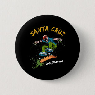 Santa-cruz Skeleton Skateboard Beach Funny Hallowe 6 Cm Round Badge
