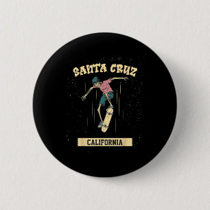Santa Cruz Skeleton Surfing And Skateboarding  6 Cm Round Badge