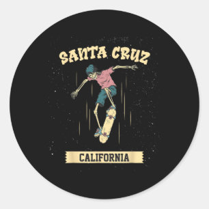 Santa Cruz Skeleton Surfing And Skateboarding Classic Round Sticker