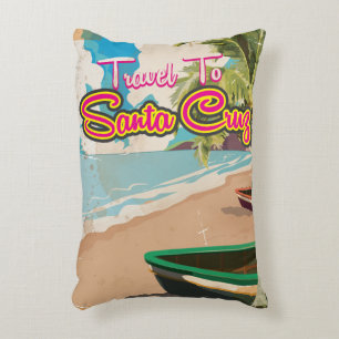 Santa Cruz Vintage vacation Poster Decorative Cushion