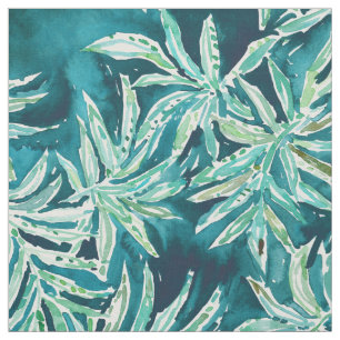SANTA CRUZIN’ Navy Tropical Palm Leaves Fabric