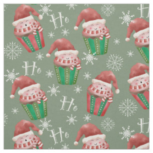 Santa Cupcake Ho Ho Ho  Fabric