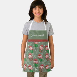 Santa Cupcake Ho Ho Ho Fun Name Apron