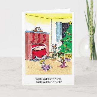 Santa Curses F Word Funny Greeting Card