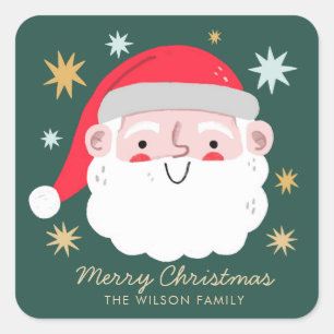 Santa Cute Merry Christmas Holiday Square Sticker
