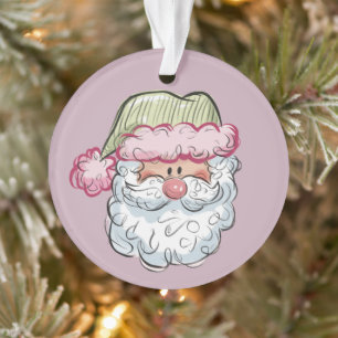 Santa Cute Santa Claus Xmas Holiday Pink Ornament